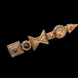 Patricia Locke Geometric Goldtone Brooch